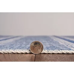 5'x7' Washable Wallen Rug Ivory/Blue: Rubber Backed, Stain-Resistant, Low Pile, Contemporary Stripe - Linon -Interior furniture GUEST d8ebb8d3 acee 41eb a2fe ab2e544c8863