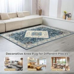 Costway Area Rugs 5'4'' X 6'7''5'4'' X 7'7'' Faux Wool Fabric Doormat Home Carpet Living Room Bedroom -Interior furniture GUEST d972e63a 93c9 4e2b a726 e93dd3199dac