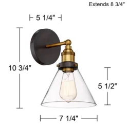 360 Lighting Burke Industrial Modern Wall Light Sconces Set Of 2 Dark Bronze Brass Hardwire 7 1/4" Fixture LED Clear Glass For Bedroom Bathroom Home 12 360 Lighting Burke Industrial Modern Wall Light Sconces Set Of 2 Dark Bronze Brass Hardwire 7 1/4" Fixture LED Clear Glass For Bedroom Bathroom Home -Interior furniture GUEST d9a8d45d 4b38 4c74 8334 4df6b5bf8788