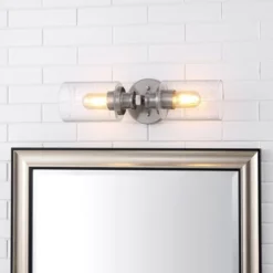 JONATHAN Y Jules Edison Cylinder 2-Light Iron/Seeded Glass Farmhouse Contemporary LED Wall Sconce -Interior furniture GUEST da0514d3 2017 41b9 999d 69b6a4c5b633