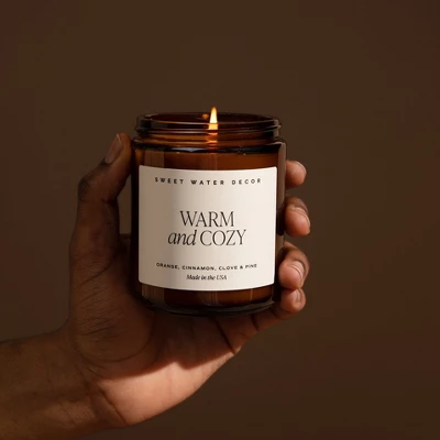 Sweet Water Decor Warm & Cozy 9oz Amber Jar Soy Candle 3 Sweet Water Decor Warm & Cozy 9oz Amber Jar Soy Candle
