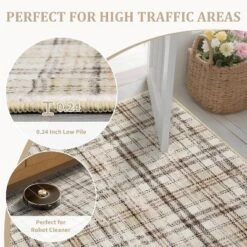 Modern Washable Area Rug Soft Non-Slip Stain-Resistant Farmhouse Tartan Plaid Carpet For Living Room Bedroom Nursery Office -Interior furniture GUEST db25207e 804e 4c86 9c00 41c3147f98c7