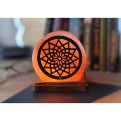 Q&A Himalayan Salt Mandala USB Novelty Table Lamp: Modern Decor, No Assembly, LED Light