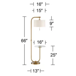 Possini Euro Design Volta Modern Floor Lamps With Tray Tables 66" Tall Set Of 2 Brass USB Charging Port White Drum Shade For Living Room Bedroom House -Interior furniture GUEST db9d4393 d84d 4cb2 84ad 8ef1d8e45079