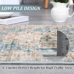 Non Slip Machine Washable Rugs 9x12 Area Rugs For Living Room Bedroom Soft Vintage Rugs Low Pile Large Carpet -Interior furniture GUEST dbbbf12e 7423 4709 8763 8f7165a66b72