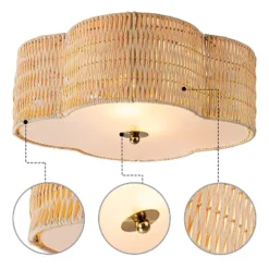 C Cattleya 2-Light Farmhouse Rattan Ceiling Flush Mount With Glass Bottom(E26) -Interior furniture GUEST dc0df406 708a 42d4 9687 66ed3912cf0f