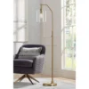 Possini Euro Design Kipling Modern 62 1/2" Tall Downbridge Arc Floor Lamp Warm Gold Metal Clear Glass Shade For Living Room Reading House