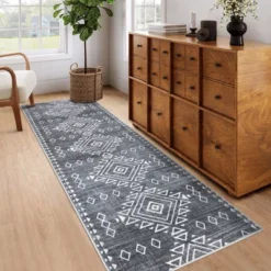 Vintage Rug Bohemian Geometric Area Rug Non Slip Machine Washable Rug