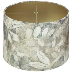 Springcrest 14" Top X 15" Bottom X 10" High X 10 1/2" Slant Print Lamp Shade Replacement Medium White Drum Farmhouse Velvet Leaves Spider Harp Finial -Interior furniture GUEST dda19204 726e 4c61 85c9 b98da66ecdd5
