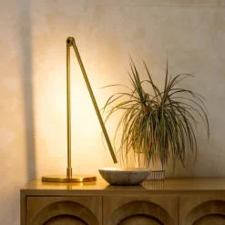 Brightech Libra Modern Dimmable Integrated LED Arc Desk Table Lamp Antiqued Brass: Touch Sensor Desk Lamp With USB-C Port, No Assembly, UL Listed -Interior furniture GUEST de81caf8 c08b 41c2 836a d23c23776d2e