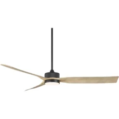 Casa Vieja 60" Montage Farmhouse Rustic Indoor Outdoor Ceiling Fan 3 Blade LED Light Remote Control Matte Black Finish Bedroom Patio Damp Rated -Interior furniture GUEST ded3eca3 a0a3 4c31 bf17 522e20779591