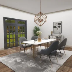 Modern Metal Chandelier With Link Style Chain Gold - Olivia & May -Interior furniture GUEST df849e25 42e7 4e2c bf4a 475c14661d51