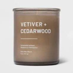 Glass Jar Vetiver And Cedarwood Candle Brown - Threshold™ -Interior furniture GUEST dfa4fefe 0ef4 4373 802b 4787eff784da