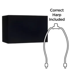 Springcrest Black Medium Rectangular Hardback Lamp Shade 16" Wide X 8" Deep X 10" High (Spider) Replacement With Harp And Finial -Interior furniture GUEST e175ad92 5e02 4bae b934 a09f5337349b