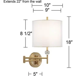 Possini Euro Design Kohle Modern Swing Arm Wall Lamp Polished Brass Plug-in Light Fixture White Inner Sheer Outer Drum Shade For Bedroom Bedside House 17 Possini Euro Design Kohle Modern Swing Arm Wall Lamp Polished Brass Plug-in Light Fixture White Inner Sheer Outer Drum Shade For Bedroom Bedside House -Interior furniture GUEST e19ade17 858d 4ea9 8f54 77ae9b5f6e51