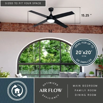 VAXCEL Hamlin Black Contemporary 52-in. Ceiling Fan With LED Light Kit And Remote 4 VAXCEL Hamlin Black Contemporary 52-in. Ceiling Fan With LED Light Kit And Remote - Image 2
