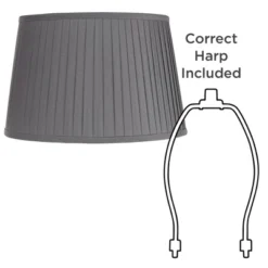 Springcrest 14" Top X 17" Bottom X 11" High X 11" Slant Lamp Shade Replacement Large Slate Gray Empire Round Modern Fabric Pleated Spider Harp Finial -Interior furniture GUEST e1e30c65 6393 4180 8dcc 30748ddf533f
