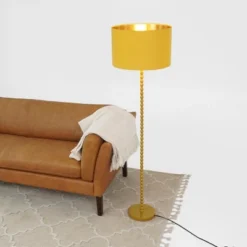 Modern Floor Lamp For Living Room, Tall Corner Lamp For Bedroom & Office Lighting, Floor Lamp Ochre And Gold 110-120V