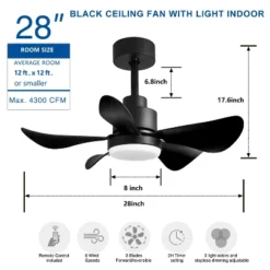 Duclsaty 28" Smart Ceiling Fan With Light, 5 Blades, 3 Colors, 6 Speeds, Remote/APP Control, For Bedroom/Kitchen -Interior furniture GUEST e5698c78 6c02 47cb 95bf a65d2b40d7d1