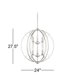 Possini Euro Design Spherical Brushed Nickel Large Chandelier 24" Wide Modern 6-Light Fixture For Dining Room House Foyer Kitchen Island Entryway Home -Interior furniture GUEST e62c04c4 c29c 4795 9fb8 3a7406cfd339