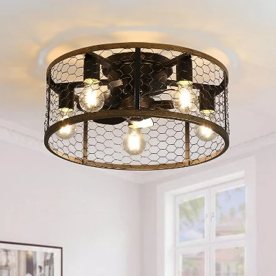 20 Inch Farmhouse Ceiling Fan Light Flush Mount Caged Lights Kit With Remote Control Modern Reversible Adjustable Chandelier Lamp Ceiling Fan 5 20 Inch Farmhouse Ceiling Fan Light Flush Mount Caged Lights Kit With Remote Control Modern Reversible Adjustable Chandelier Lamp Ceiling Fan - Image 3