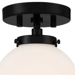 Possini Euro Design Jilly Modern Ceiling Light Semi Flush Mount Fixture 6 3/4" Wide Black White Glass Globe Shade For Bedroom Kitchen Living Room Home -Interior furniture GUEST e7739cd1 1446 4b29 b47b 9d636a1de018