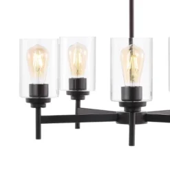 24" LED 5-Light Orpheus Industrial Iron Cylinder Chandelier Oil Rubbed Bronze/Clear - JONATHAN Y -Interior furniture GUEST e7876c58 bc4f 4dda 99b1 69f5a1aef77a