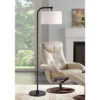 360 Lighting Serra Modern Art Deco 64" Tall Standing Floor Lamp Curved Chairside Arc Offset Arm Foot Switch Black Metal Living Room Bedroom House -Interior furniture GUEST e8e55576 85a9 4de2 b808 b2d9a3a83d25