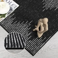 Acekool 8x10 Washable Area Rug, Black And White Striped Non Slip Low Pile Carpet, Modern Distressed Diamond Pattern For Living Room Bedroom Nursery -Interior furniture GUEST e939a3ac da5d 415d 82de 6c21d140cfb0