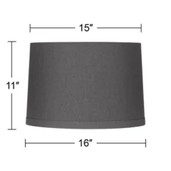 Springcrest Set Of 2 Tapered Drum Lamp Shades Gray Medium 15" Top X 16" Bottom X 11" High Spider With Replacement Harp And Finial Fitting -Interior furniture GUEST eabc263c e040 4c34 893d b11ebfe41237