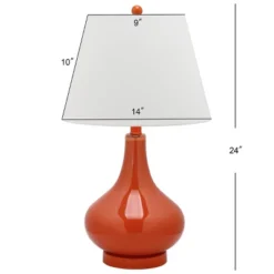 Amy Gourd Table Lamp - 24 Inch Height - LIT4087 - Orange - Safavieh -Interior furniture GUEST eb20c558 88cf 41dc 8fda 570f3849f1e3