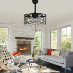 Bella Depot 19" Black Caged Ceiling Fan Light -Interior furniture GUEST eb403132 bf1a 4f06 9ca9 ed557e109b71