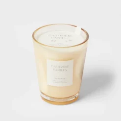 Colored Vase Glass With Dustcover Cashmere Vanilla Candle Ivory - Threshold™ -Interior furniture GUEST eb6587ba 8479 44af a170 8ca882422432