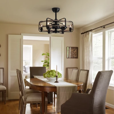 Ludomide Vintage 25" Black Caged Chandelier Ceiling Fan With Lights And Remote For Bedroom 3 Ludomide Vintage 25" Black Caged Chandelier Ceiling Fan With Lights And Remote For Bedroom