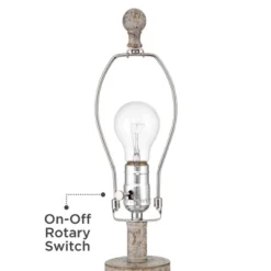 360 Lighting Jordanna 26" High Candlestick Farmhouse Rustic Country Cottage Table Lamps Set Of 2 USB Port White Distressed Finish Living Room Charging -Interior furniture GUEST ec468bb6 eb63 4346 a54b 2c012ea1dacf