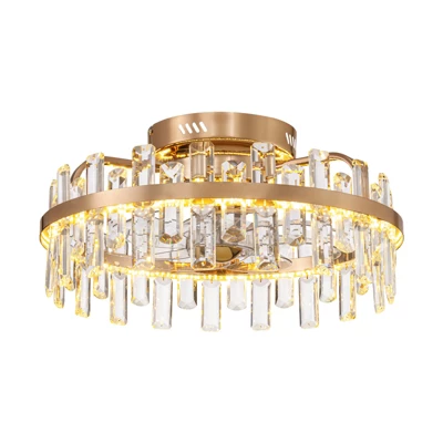 Ludomide 19" Modern Crystal Flush Mount Ceiling Fan With Lights And Remote, Luxury Gold Crystal Cage Low Profile Ceiling Fan For Bedroom 11 Ludomide 19" Modern Crystal Flush Mount Ceiling Fan With Lights And Remote, Luxury Gold Crystal Cage Low Profile Ceiling Fan For Bedroom - Image 9