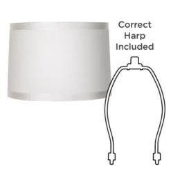 Springcrest Set Of 2 Off-White Fabric Medium Drum Lamp Shades 15" Top X 16" Bottom X 11" High (Spider) Replacement With Harp And Finial -Interior furniture GUEST ecea215a f830 41d1 9faf 9c4d9ab6ddc5