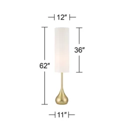 Possini Euro Design Moderne Mid Century Modern 62" Tall Standing Floor Lamp Droplet Foot Switch Metal Soft Gold Finish Living Room Bedroom House -Interior furniture GUEST eda57974 f8b7 4011 bcb7 193902333344