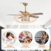 Parrot Uncle 52-inch Modern Antique Brass Crystal Ceiling Fan With Lights And Remote -Interior furniture GUEST ede41e0b 0166 4b95 be79 022a86080dd6