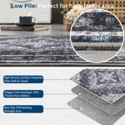 Machine Washable Area Rugs For Living Room Boho Vintage Soft Non-Slip Low Pile Distressed Carpet -Interior furniture GUEST ee4b7730 4a31 4abc 98c4 c4edde4e02be