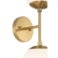 Possini Euro Design Oso Mid Century Wall Light Sconces Set Of 2 Soft Gold Hardwire 6" 2-Light Fixture Opal Glass For Bedroom Home -Interior furniture GUEST f0457ae1 4d6f 4ebd ad2e f214c4f4e617