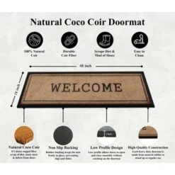 A1HC Natural Coir And Rubber Welcome Black Border Large Door Mat 18" X 48", Front Door Entry Doormat -Interior furniture GUEST f08fc2ec eb3b 47b1 8822 3a34f21ad530