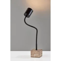 Adesso Rutherford Desk Lamp (Includes LED Light Bulb) Black: Travertine Base, Gooseneck, Touch Sensor -Interior furniture GUEST f1451409 1423 47cd 8afc 45f6475f888e
