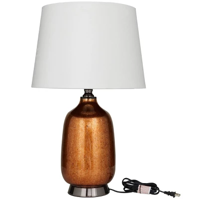 Glass Gourd Style Base Table Lamp With Tapered Shade Copper - Olivia & May 5 Glass Gourd Style Base Table Lamp With Tapered Shade Copper - Olivia & May - Image 3