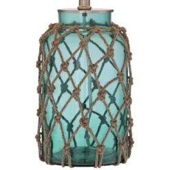 360 Lighting Nautical Accent Table Lamps 22.5" High Set Of 2 Coastal Blue Green Rope Net Off White Drum Shade For Living Room Family Bedroom -Interior furniture GUEST f22ea231 833c 4110 a413 1b8e65b39376