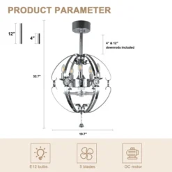 Bella Depot 20" Silver Metal Caged Ceiling Fan With Light And Remote Control -Interior furniture GUEST f320012e 5be9 436f 869c bcc75211551a
