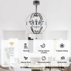 Bella Depot 20" Silver Metal Caged Ceiling Fan With Light And Remote Control -Interior furniture GUEST f373baba ab13 4665 b6f1 fd82bc3d5bf8