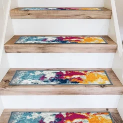 World Rug Gallery Modern Abstract Non-Slip Stair Treads -Interior furniture GUEST f3aac247 efa8 4a5d a60b bc0774eab1c8