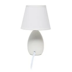 9.45" 2pk Petite Ceramic Oblong Bedside Table Desk Lamps With Matching Tapered Drum Shade Off-White - Creekwood Home -Interior furniture GUEST f3cf10da 0a48 4cce 9a55 5cbb440d92b4
