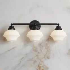 Possini Euro Design Astrid Modern Wall Light Black Metal Hardwire 27 1/4" 3-Light Fixture Opal White Glass Shade For Bedroom Bathroom Living Room -Interior furniture GUEST f43c98ba 60d8 40b1 a143 02e135aac19b